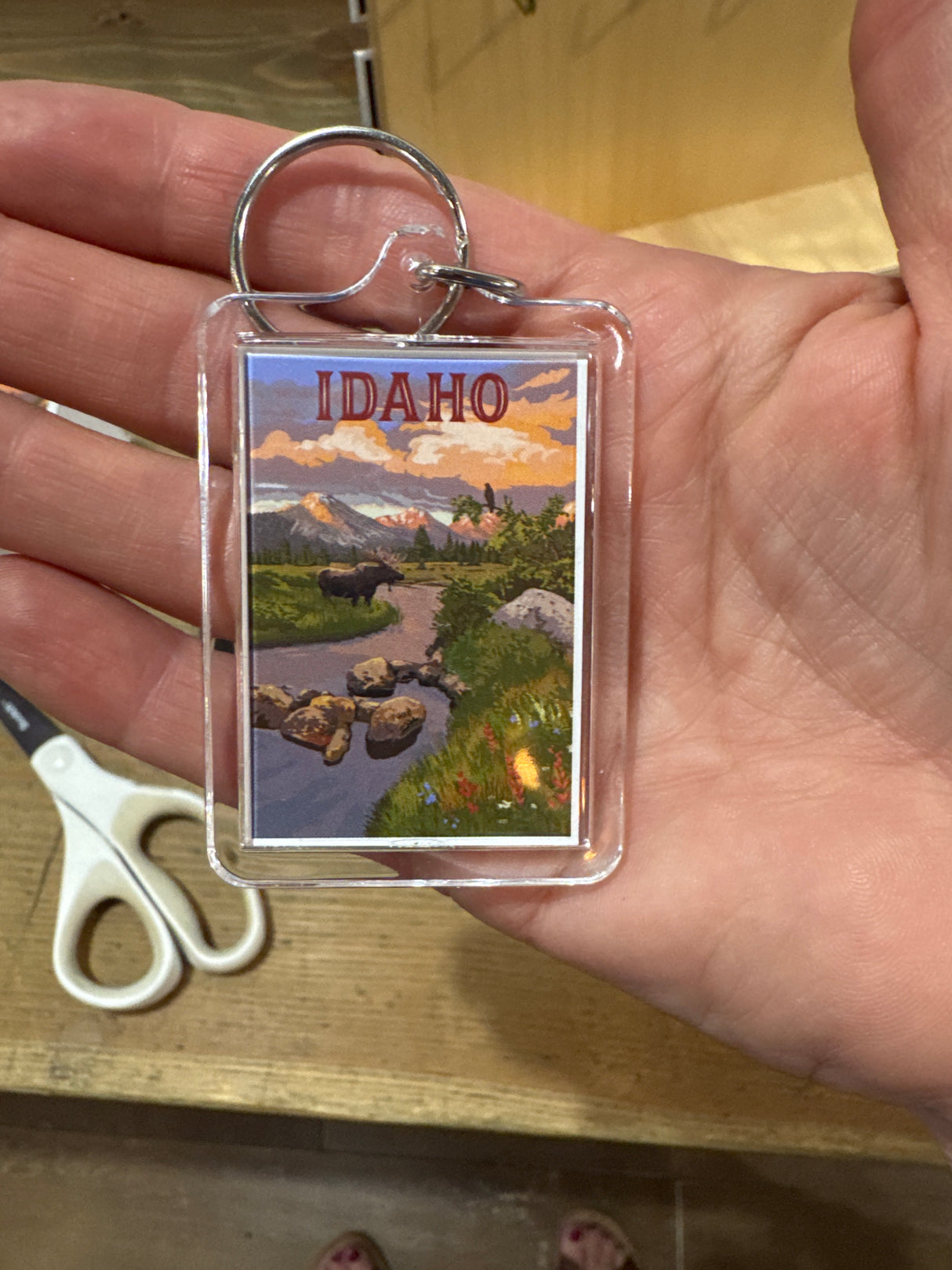 Idaho Moose and Mountain Sunset Keychain