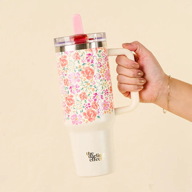 40 oz Lifestyle Flip Straw Tumbler-Secret Garden Pink