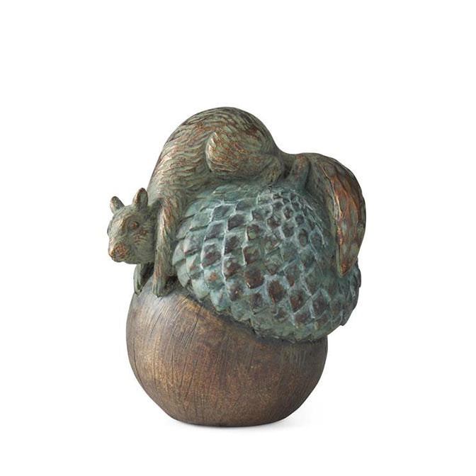 5 Inch Resin Patina Copper Squirrel on Acorn