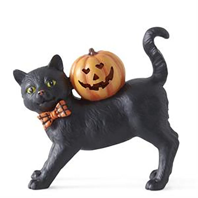 6.75 Inch Black Cat & LED Jack O Lantern w/Timer