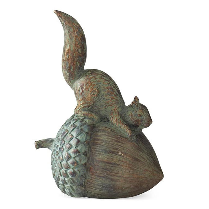 6.75 Inch Resin Patina Copper Squirrel on Acorn