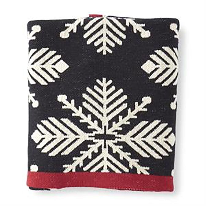 60"  Black & White Knit Snowflake Throw Blanket