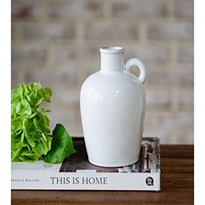 7.1" White Handle Vase