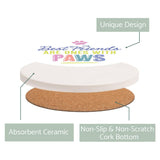 Ceramic Round Coaster-Best Friends Are Ones With Paws