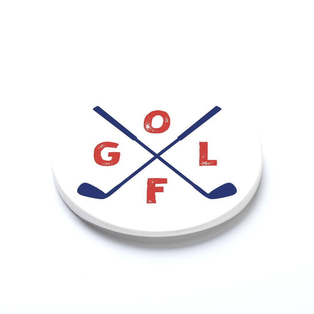 Car Coaster-Golf Crossed Clubs