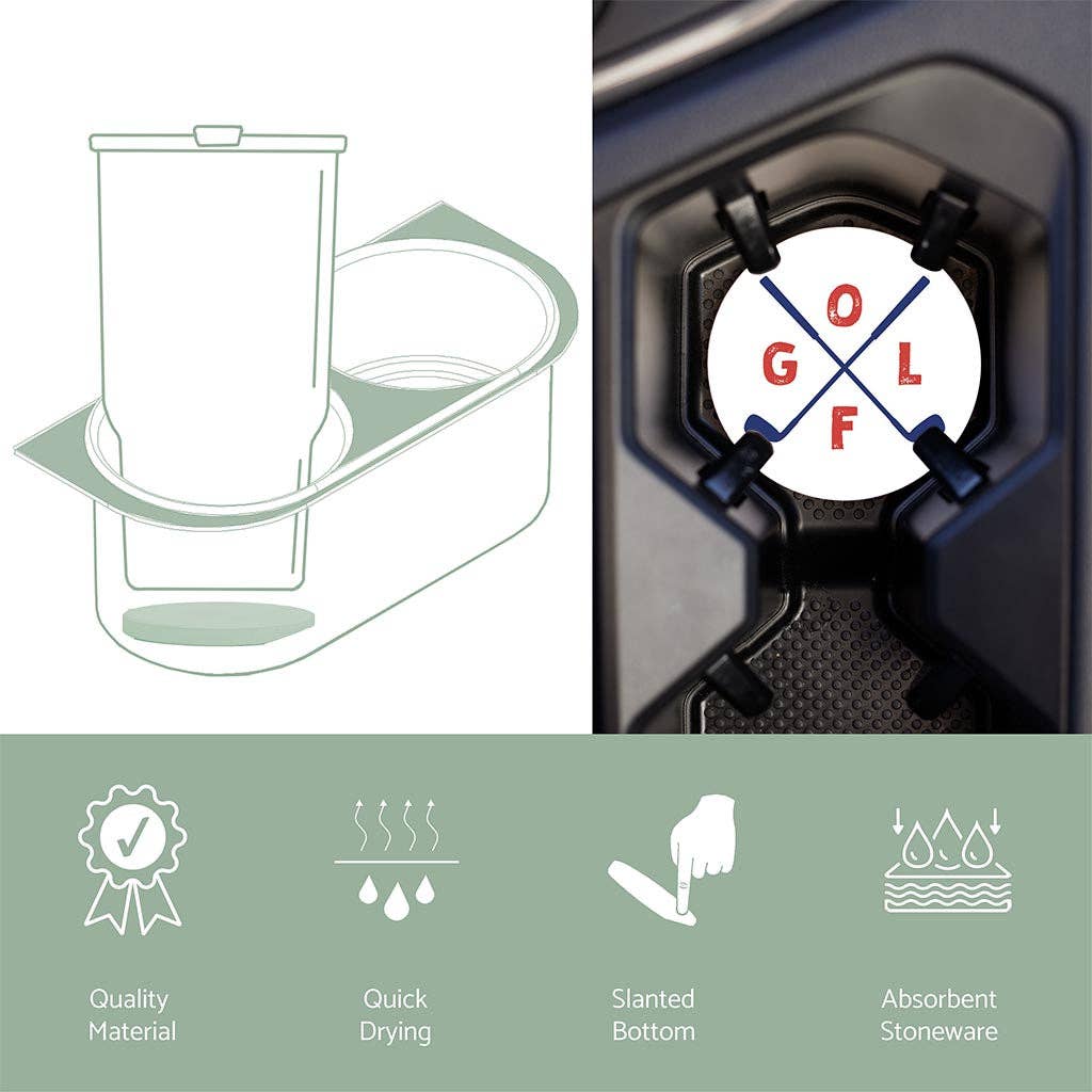 Car Coaster-Golf Crossed Clubs