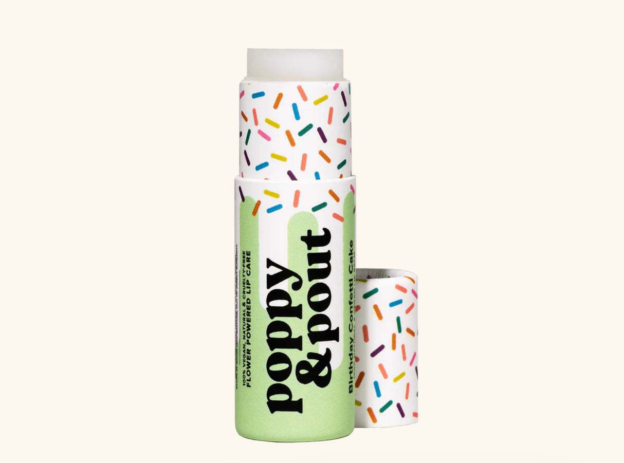 Poppy & Pout Birthday Confetti Cake -Green Lip Balm