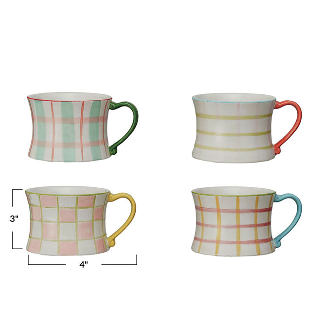 8 oz. Hand-Painted Stoneware Mug w/ Pattern, 4 Styles