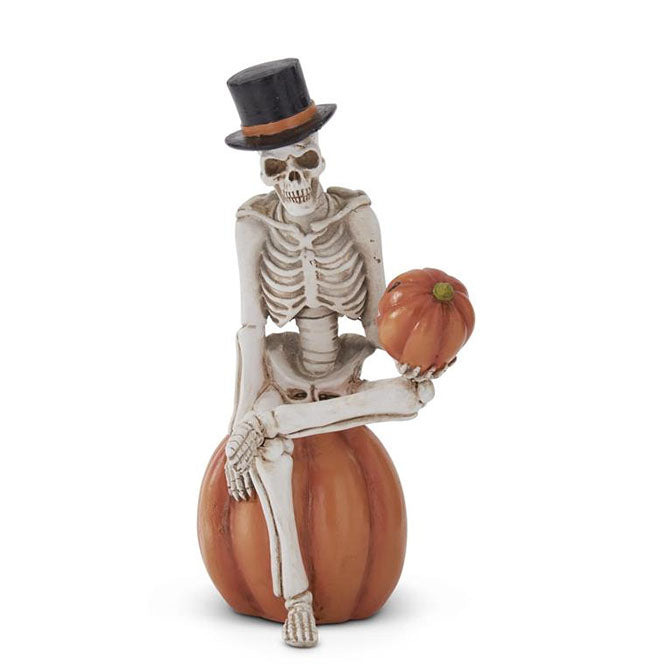 9.25 Inch Skeleton Man on Pumpkin