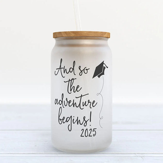 Adventure Begins 2025 Frosted Glass Tumbler