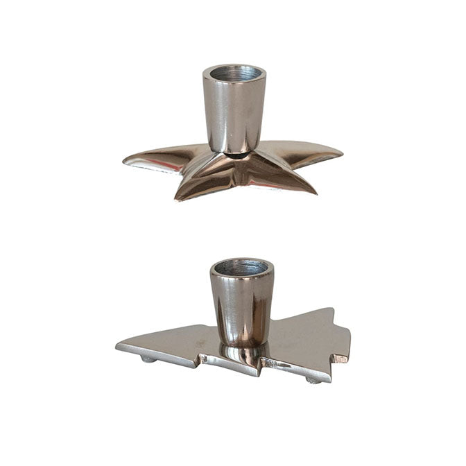 Electroplated Aluminum Tree/Star Taper Holder, Nickel Finish, 2 Styles