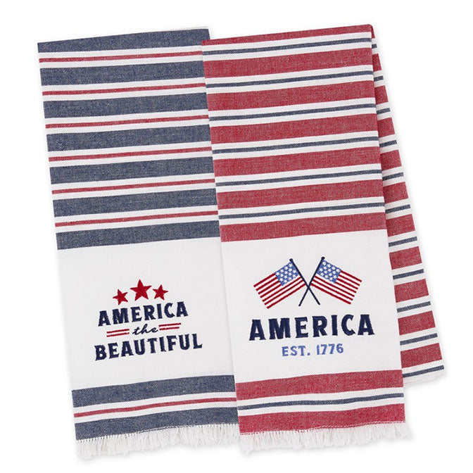 America Stripes Embellished Dishtowels