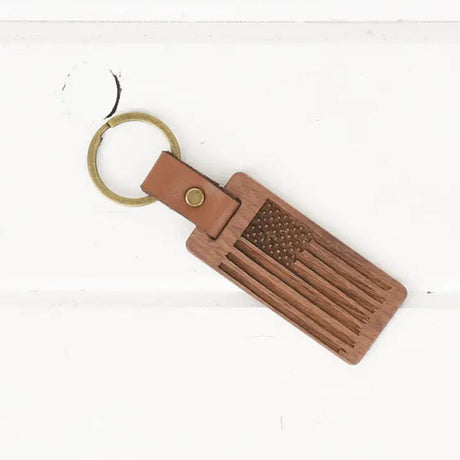 Wood Leather Key Chain
