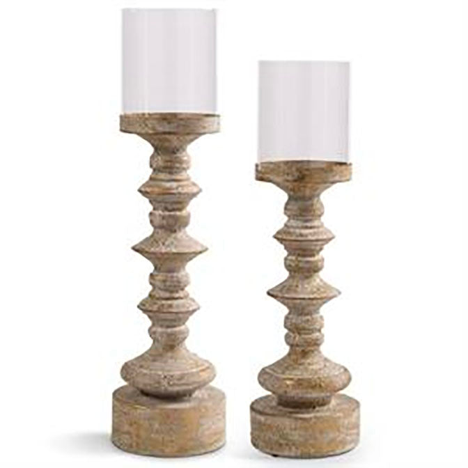 Antique Gold Finished Candleholders w/Glass