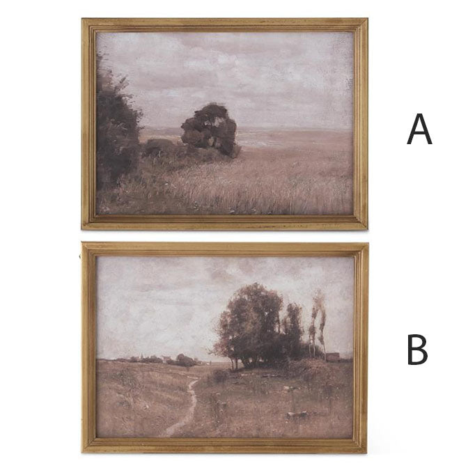 Assorted 15 Inch Light Fir Wood Framed Naturescape Prints (2 Styles)