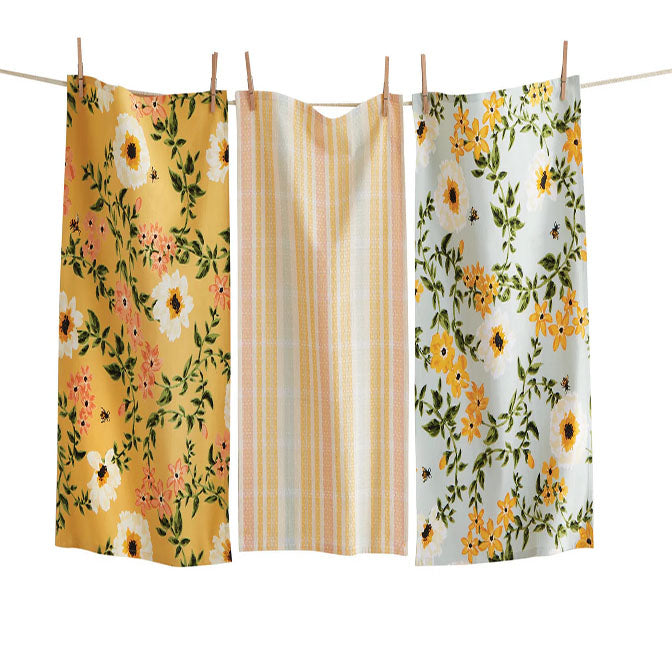 Bee Floral Dishtowel