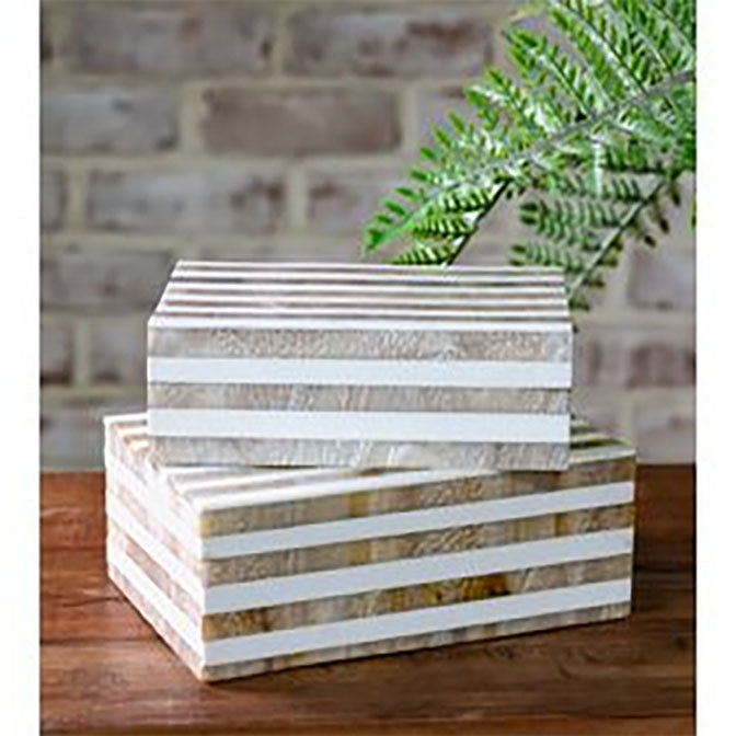 Beige Stripe Resin Box
