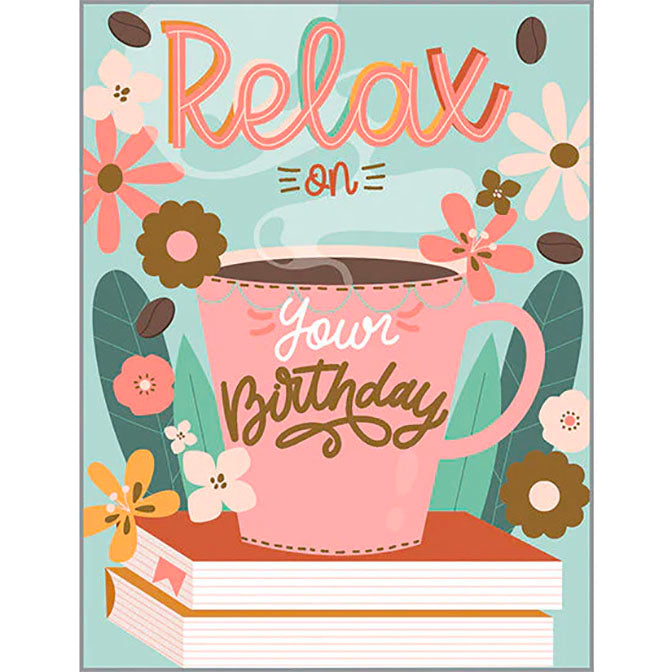 Birthday Greeting Card - Cup and Books
