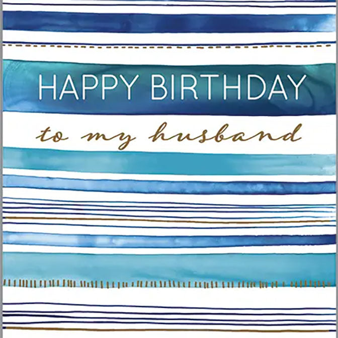 Birthday Greeting Card - Husband Blue Stripes