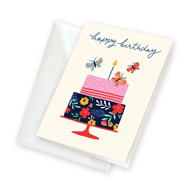 Happy Birthday Butterfly Pedestal Cake Enclosure Card