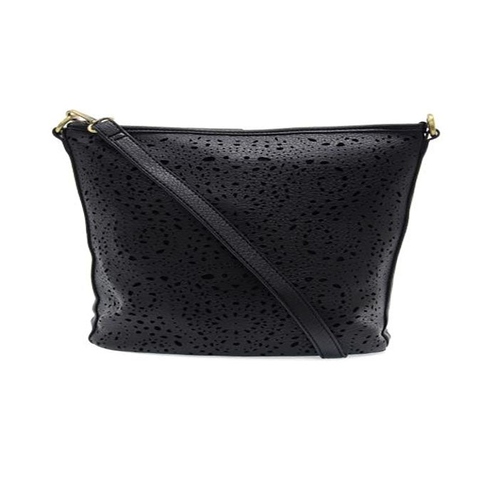 Black Lazer Cut Eyelet Bucket Crossbody