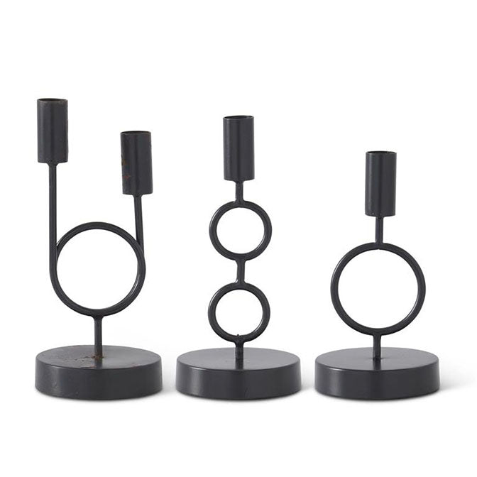 Black Metal Modern Taper Candleholders