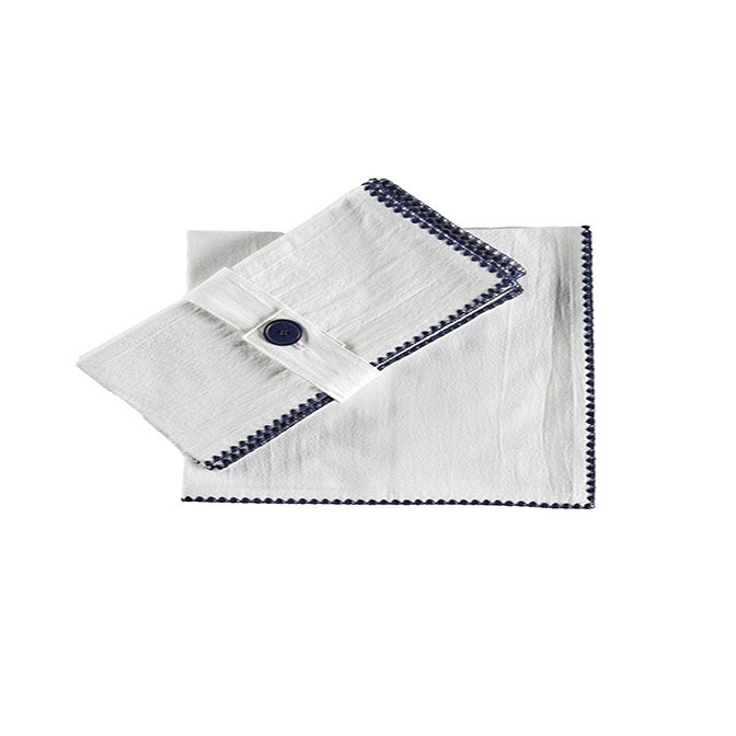Blue Embroidered Edge Napkin