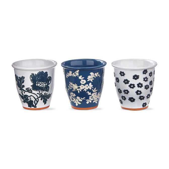 Cottage Floral Blue Herb Pots