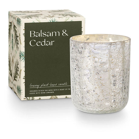 Balsam & Cedar Boxed Cracked Glass Candle