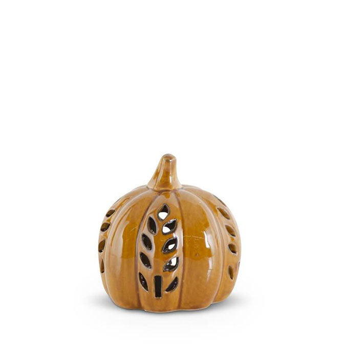 3.5 Inch Brown Ceramic Cutout LED Pumpkin