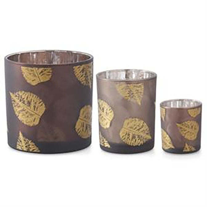 Brown Mirrored Interior Votives w/Gold Leaf