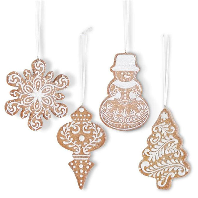 Assorted Brown Resin Glittered Gingerbread Ornament