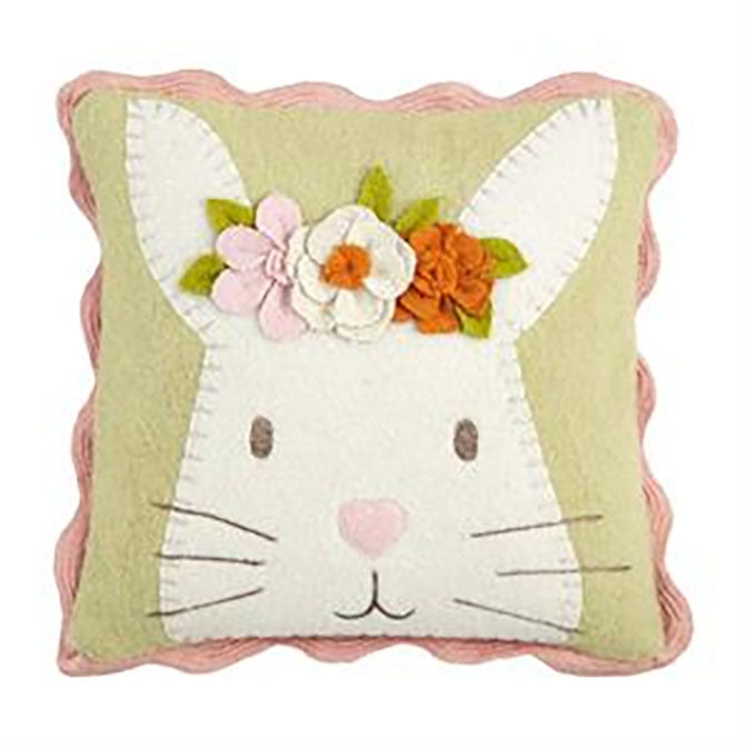 Bunny Flower Felted Pillow
