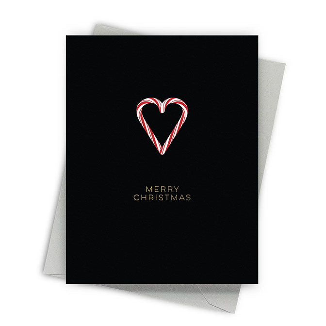 Candy Cane Heart Christmas Card