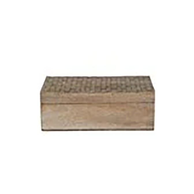 Carved Mango Wood Box, Natural