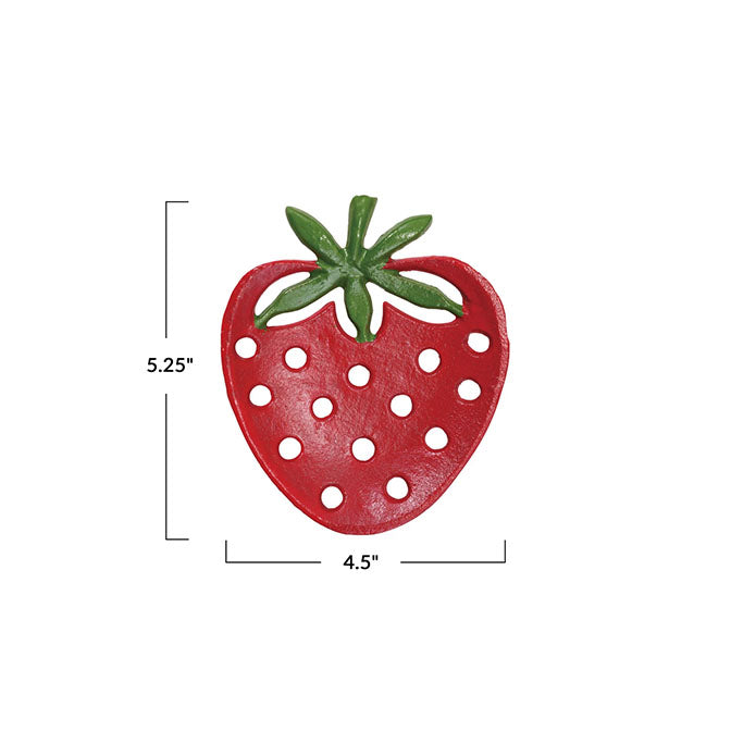 Cast Iron Strawberry Shaped Soap Dish, Red & Green