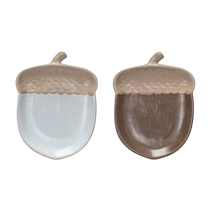 Ceramic Acorn Shaped Dish, Reactive Glaze, 2 Colors (Each One Will Vary)