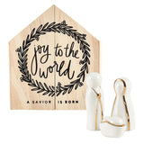 Ceramic Figurine Pine Wood Box