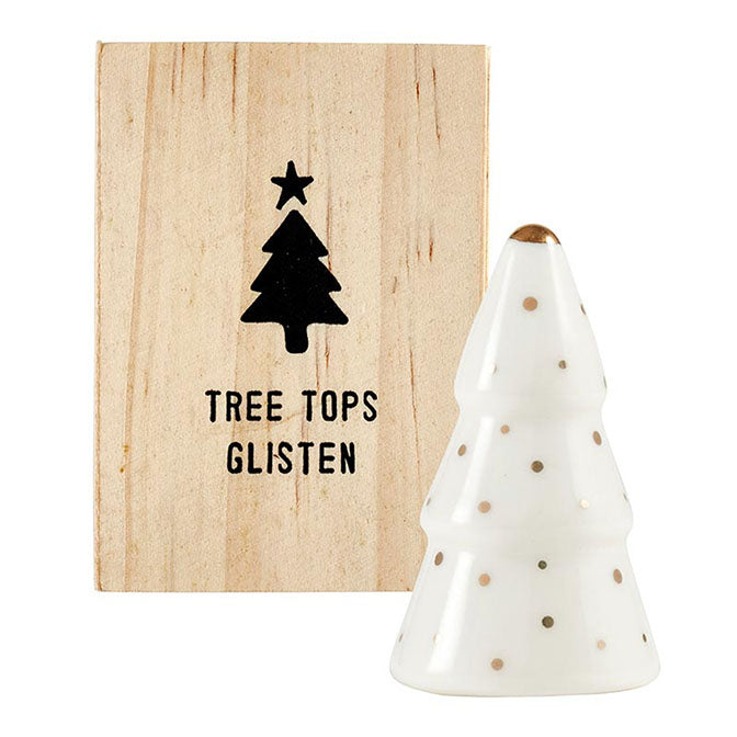 Ceramic Figurine Pine Wood Box