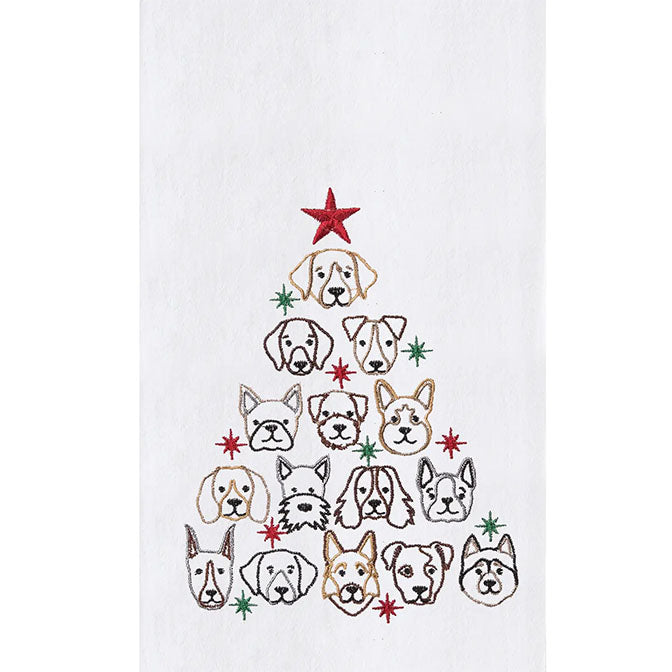 Christmas Dog Face Xmas Tree Kitchen Towel