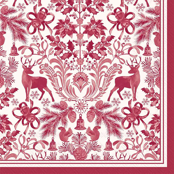 Paper Cocktail Napkins Brimsley Red Christmas