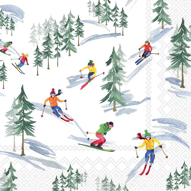 Paper Cocktail Napkins Down the Slope Christmas