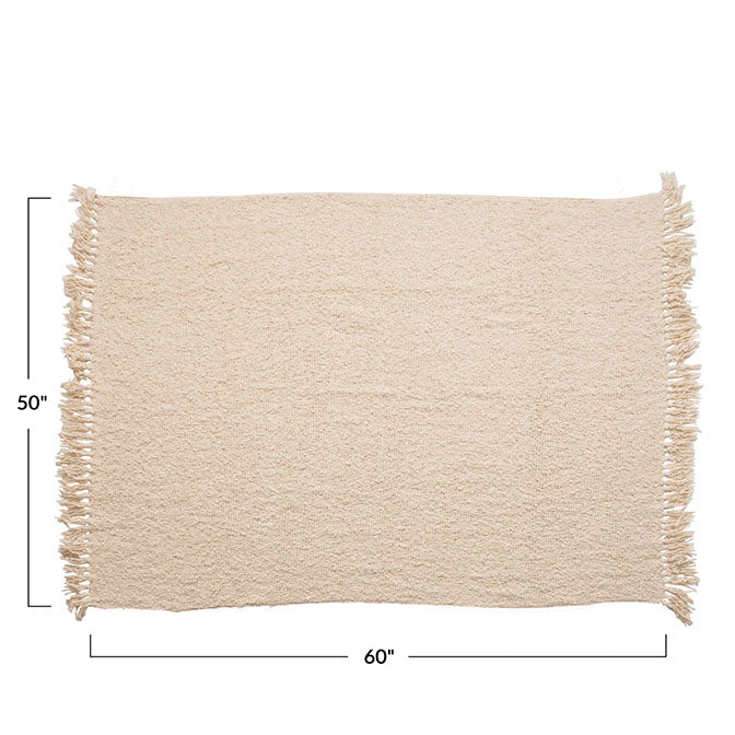 Cotton Blend Boucle Throw with Fringe