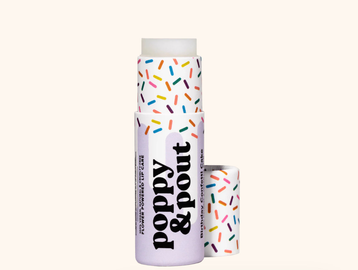 Poppy & Pout Birthday Confetti Cake -Purple Lip Balm