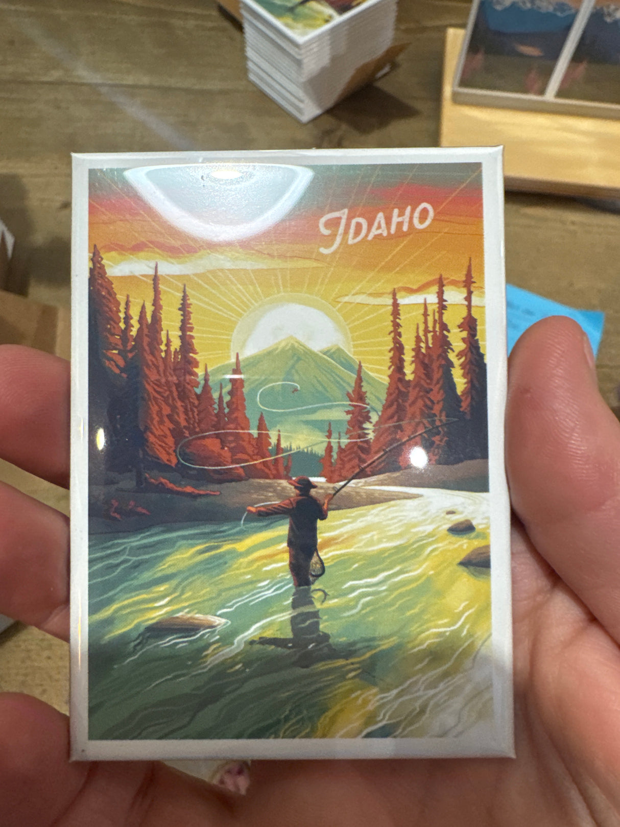 Idaho Fishing Mountain Stream Magnet