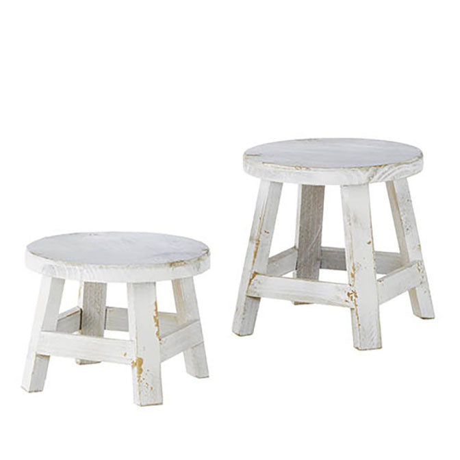 Distressed White Stool Risers