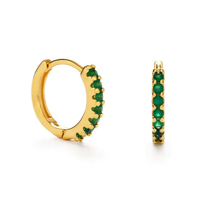 15mm Emerald Green Huggie Hoop Earrings