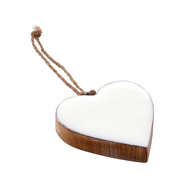 Enamel + Wood Heart Ornaments