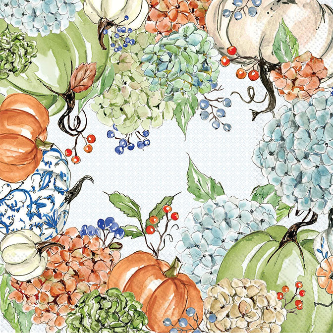 Fall Hydrangea Allover Cocktail Napkin