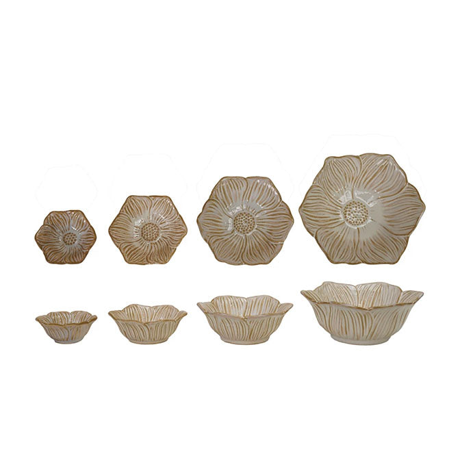 Stoneware Flower Shaped Bowls, (Each One Will Vary)